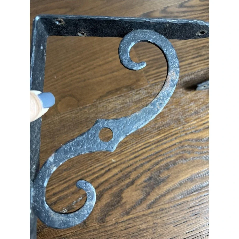 Pair Hand Forged Wrought Iron Shelf Brackets 8x6